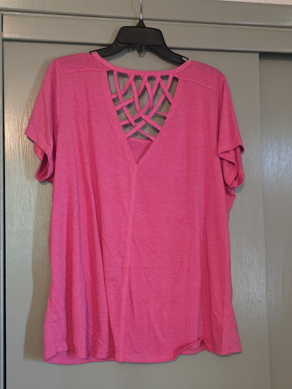 Pink Short Sleeve Tee with Lattice Back Detail - No Tags - Picture 2 of 3